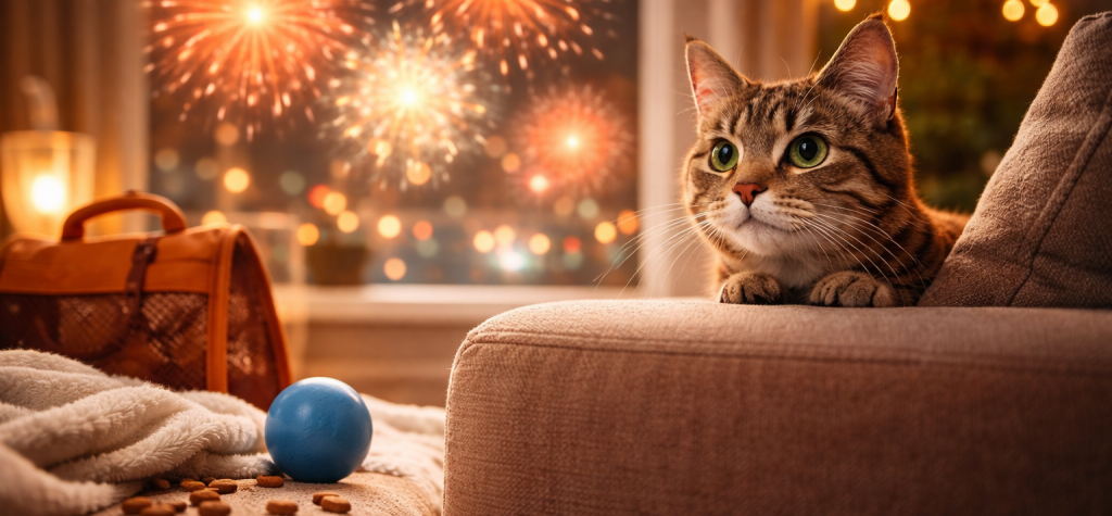 Los petardos y fuegos artificiales pueden generar miedo y estrés en los gatos. Te damos pautas para prepararlo y ayudarle a afrontar las Fallas con mayor tranquilidad.